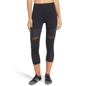 Zella Turning Point High Waist Crop Leggings Mesh Panel Stretch Black Small